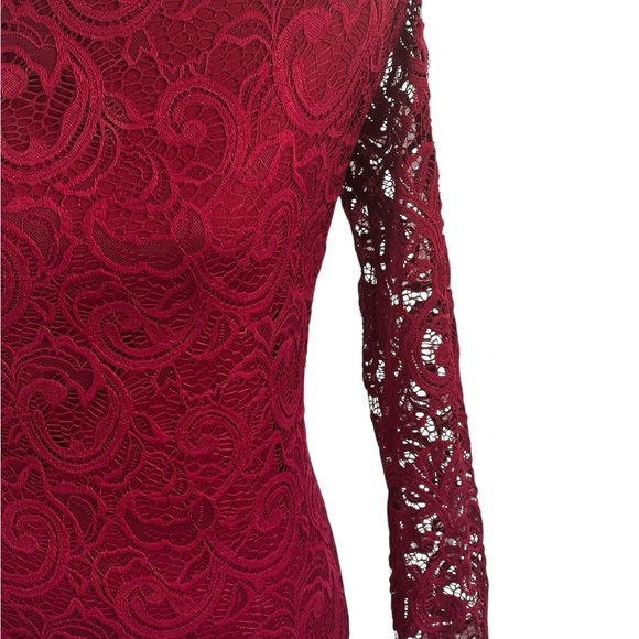 Windsor Burgundy Lace Bodycon Dress Romantic Elegant Holiday, Date Night SZ M - Picture 2 of 15